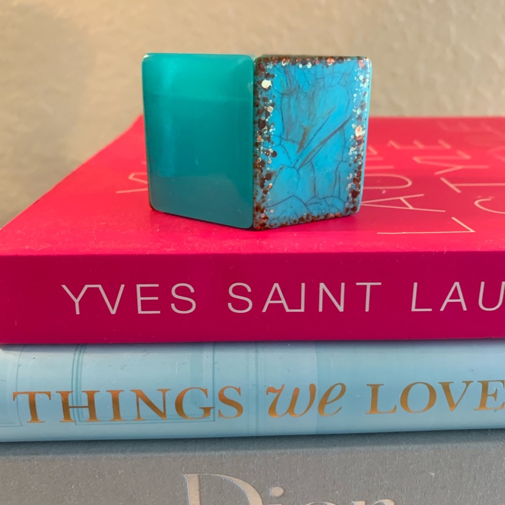 Chunky Turquoise and Gold Statement Bracelet
